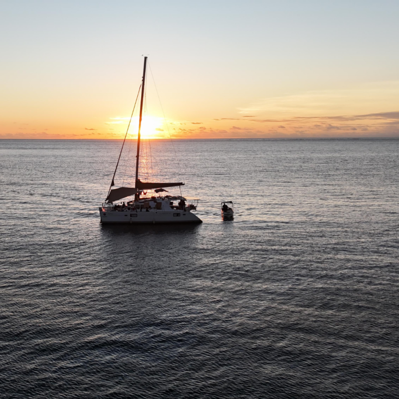 Sunset in Fiji on sailing charter
